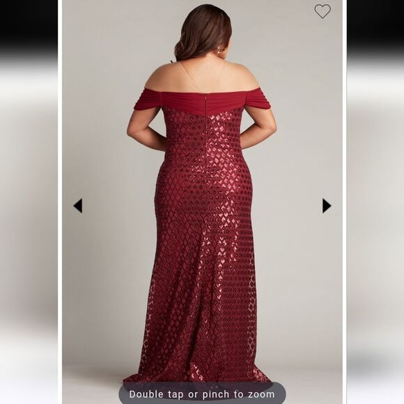 TADASHI SHOJI Sequin Lace Strapless Gown Pomegranate Dress Plus Size 20Q NWT - Picture 2 of 7